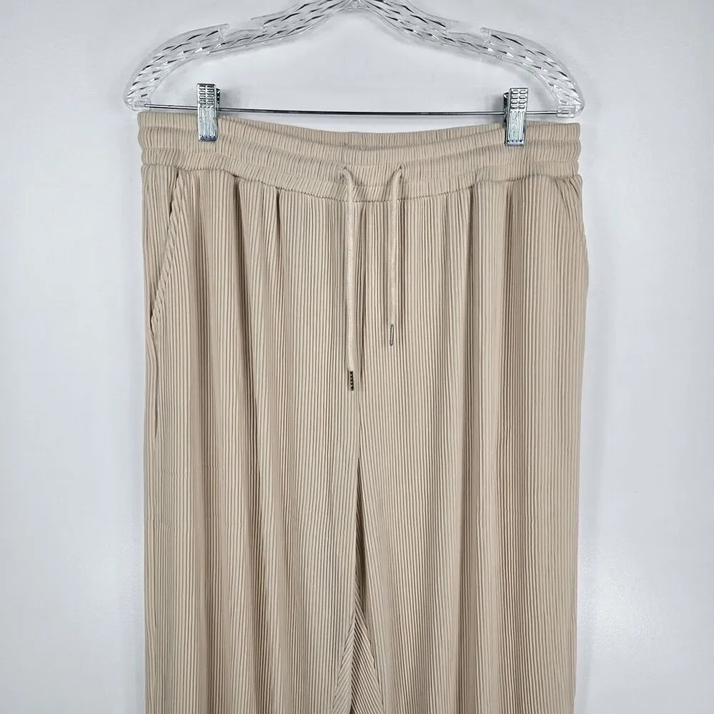Coofandy Men's Size Large Beige Shirt & Pants‎ Set Ribbed 2 Pieces NWT